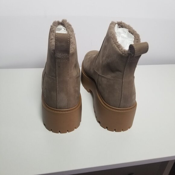NWB Timberland Women's Stone Street Faux Fur Lined Taupe Nubuck Boots Sz 11 Wide - Picture 15 of 15